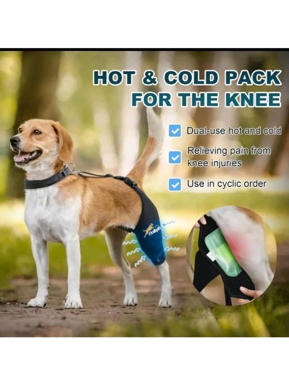 Dollephi Dog Knee Brace for Torn ACL Hind Leg Osteoarthritis Left Leg, XL